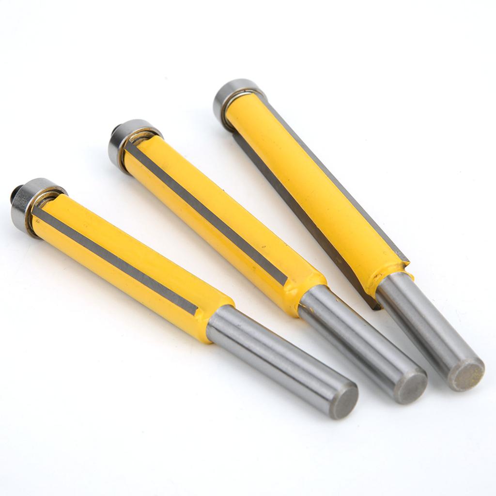 3PCS 8mm Shank Woodworking Milling Cutter Trimming Router Bit with Bearing