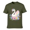 Pastel Swan Floral Butterfly Waterco Unisex Summer Washed Tee Loose Distressed Top