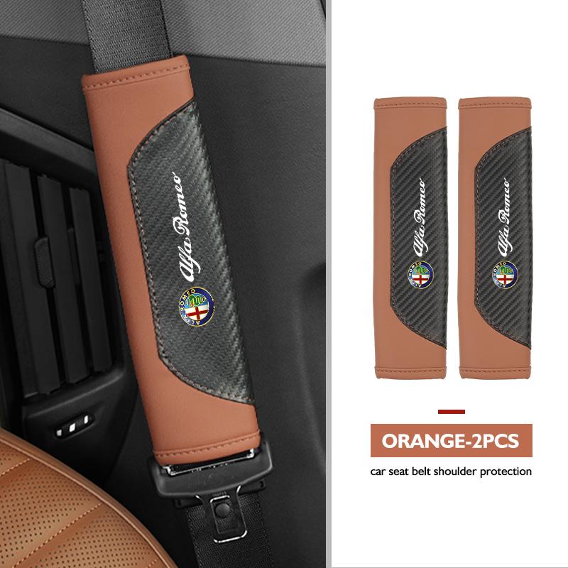 BQVLT1 Car Seat Belt Shoulder Cover Protection Pads Safety Belt Accessories For Alfa Romeo GT Stelvio F1 Brera Volante Tonale Gloria