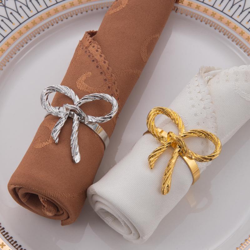 Elegant Gold Bow Tie Napkin Ring - Chic Wedding Table Accessory