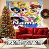 Pielāgota nosaukuma personalizēts Sailor Moon drukas gobelēns, Sienas mākslas dekors, Guļamistaba, Kopmītne, Dzīvoklis, Viesistaba, Ballītes fons, Dāvana dzimšanas dienā