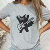 Rockstar Cat Grunge Punk Band Tee Aesthetic Abstract Guitar Tshirt Unisex Unisex Harajuku Y2k Tshirt Trendy Streetwear Tee Tops