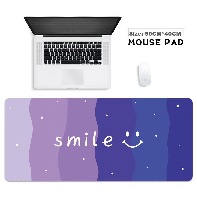 Large Mouse Pad for And Desk Mat, Precision Edge-Locked Non-Slip Keyboard Pad for Desktop Computer Table, 800*300MM Purple Gradient Smiley Face