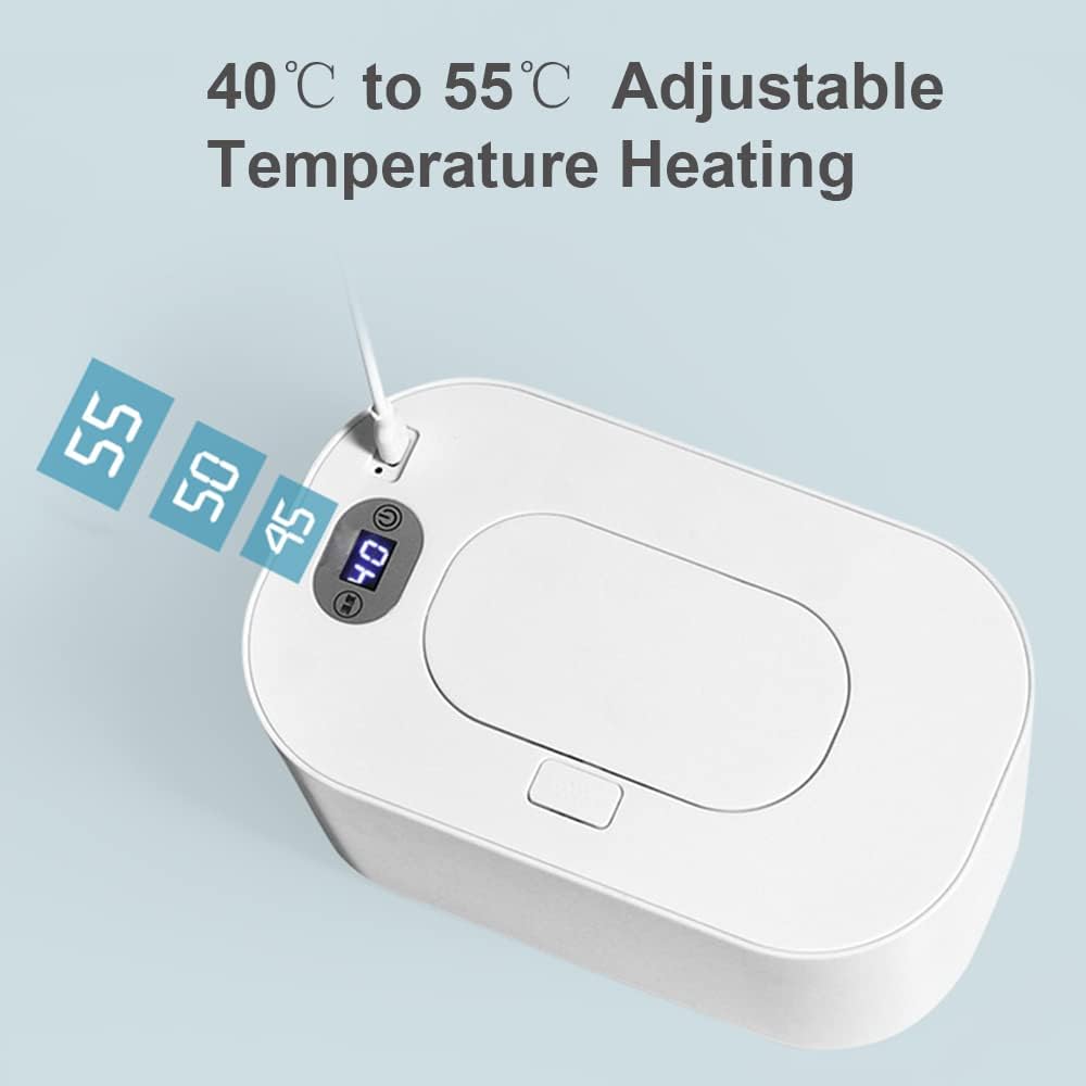 fangzi Wipe Warmer,Baby Wipe Warmer with Digital Display Large Capacity Baby Wet Wipes Warmer Dispenser USB Powered, Adjustable Temperature Heating