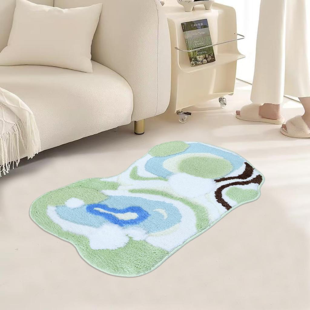 Grün, Moosteppich, Badezimmerteppich, Saugfähig, Rutschfeste Matte, Türbereich, Fußmatte, Haushalt, Plüsch-Bodenmatte