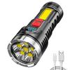 High Power LED Flashlights Camping Torch With 7 Lamp Beads And COB Side Light Rechargeable Portable Hand Lantern 4 Lighting Mode