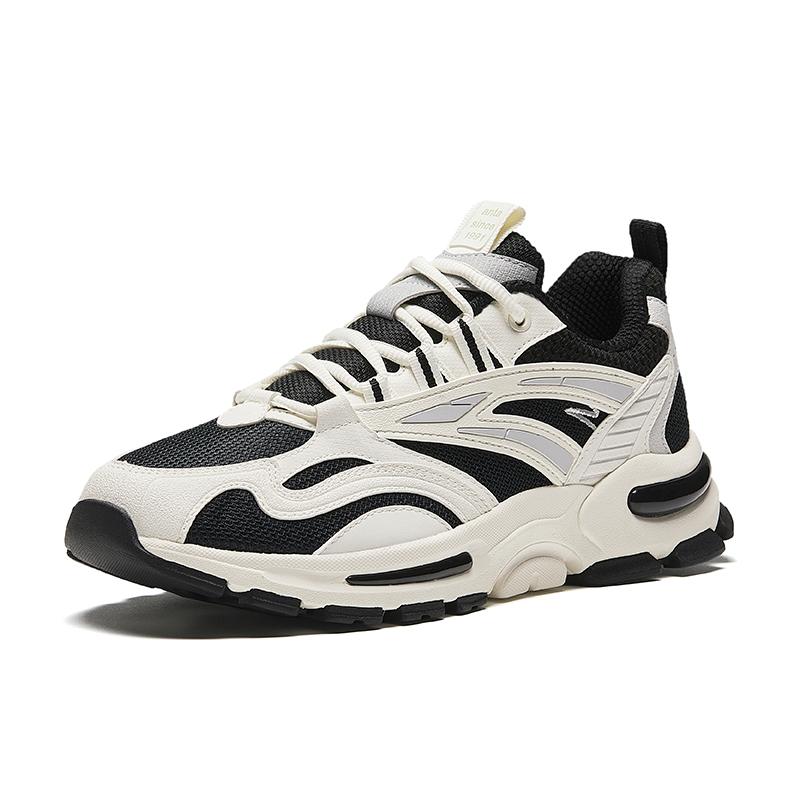 New Anta Millennial Cushioning Anti Slip And Wear Resistant Low Top Casual Shoes Men's Black White Blue 912418881-2