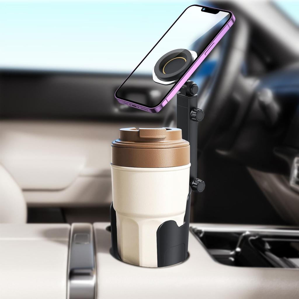 Universal 2-in-1 Magnetic Phone and Drink Holder with Rotating Navigation Mount