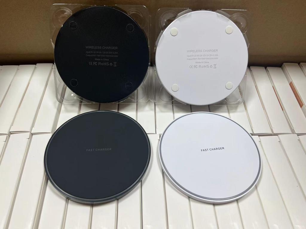Ultra-Thin Round 50W Wireless Charger for Apple & Huawei Phones - 15W Desktop Charging Pad