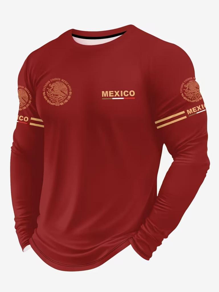 Mexican Style Men's Long-sleeved T-shirt 3D Printed Breathable Quick-drying Sports and Fitness Clothing T Shirt Men Streetwear