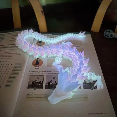 3D Printed Glow Dragon Model with Movable Joints 22cm 30cm 45cm Luminous Crystal Fantasy Ornament for Kids Room