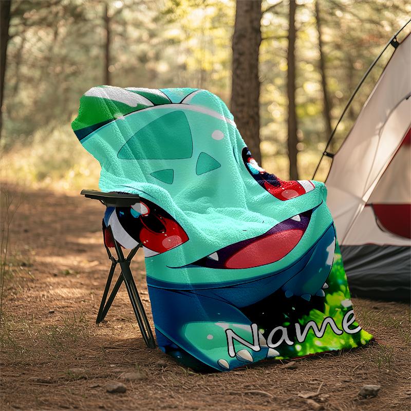 Personalized Custom Name Blanket - Pokémon Bulbasaur Print Design,Blanket for Sofa,Bed,Travel,Camping - Soft and Warm, Great Gift
