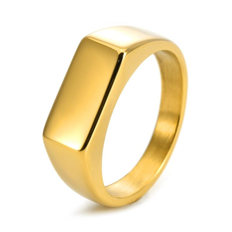 Vintage Titanium Steel Ring for Men Simple Rectangular Design Retro Distressed Finish Jewelry