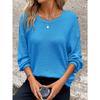 BITCED Women's Fashion Casual Solid Color Print Long Sleeve O-Neck Blouses & Shirts
