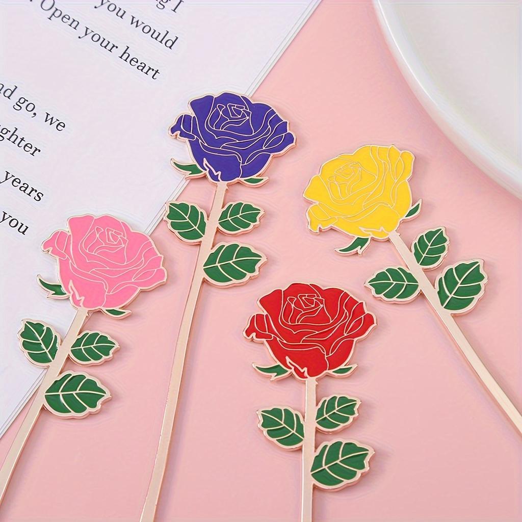 Exquisite Metal Rose Bookmark - Keeps Your BOOK In Style - Thoughtful Gift for Friends, Versatile Home School Office Accessory