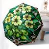 Stained Garden: A Vibrant Floral Window PanelUmbrella, Portable 3-Fold Compact Umbrella for Men & Women Gift