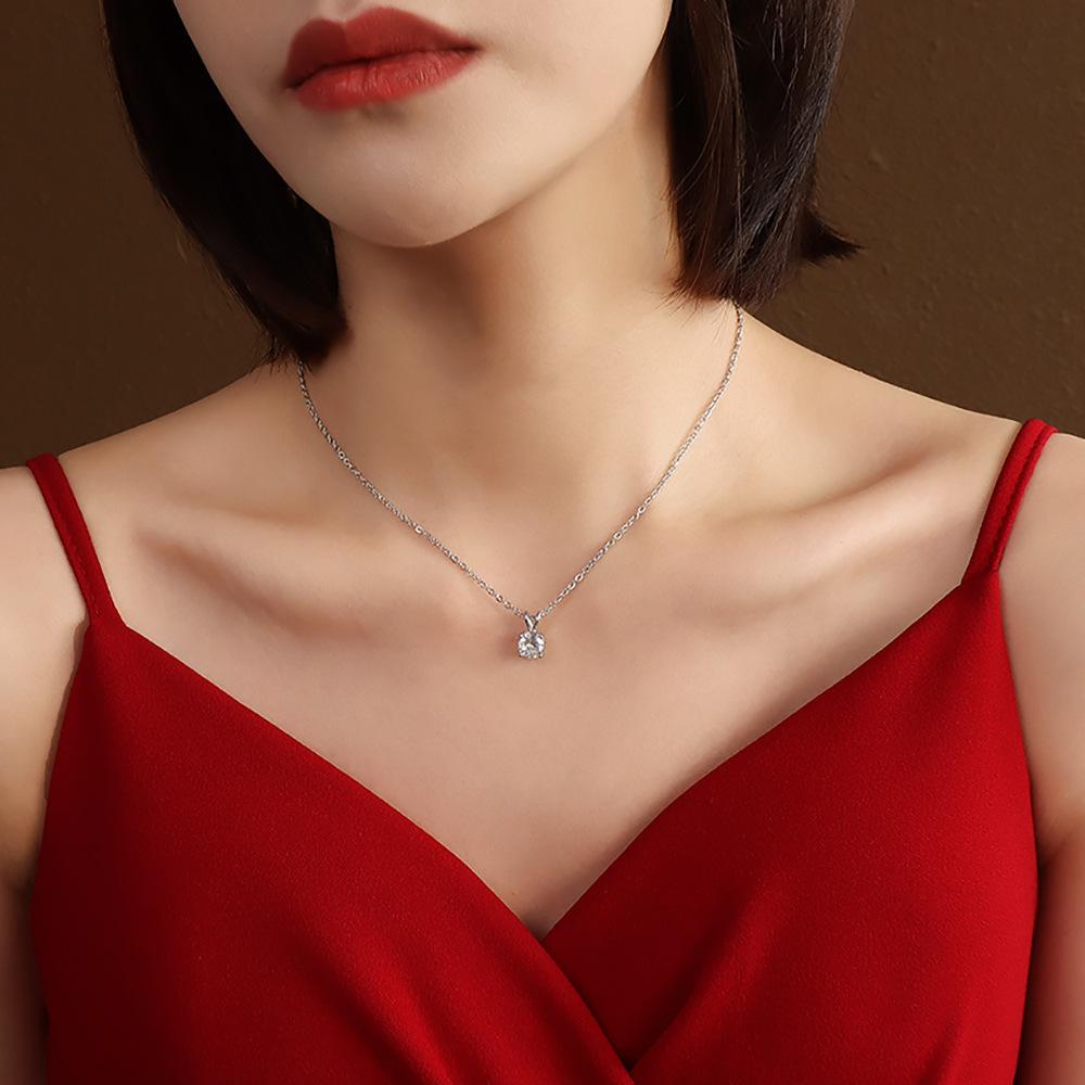 Korean Style 18K Gold-Plated Choker Necklace with Zirconia Diamond Inlay, Titanium Steel Women s Jewelry