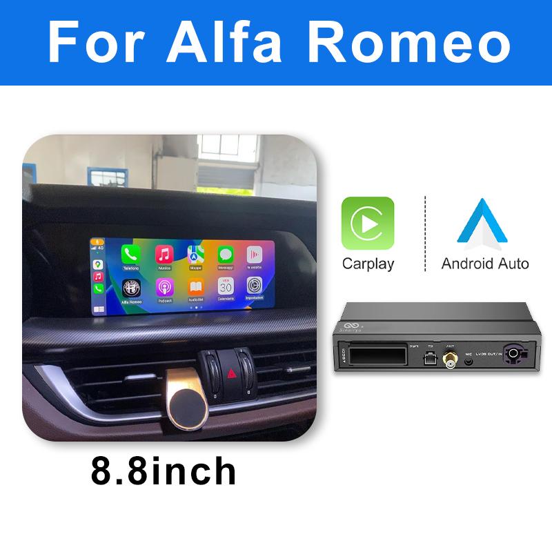 Sinairyu Auto Wireless CarPlay Android Auto Compatible for Alfa Romeo Stelvio & Giulia 2016-2019 Models Mirror Link