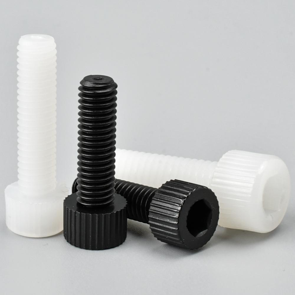 10-200 Stück Nylon Sechskantschraube M3 M4 M5 M6 M8 M10 M12 Schwarz/Weiß Sechskantkopfschraube Senkkopf Rändelkopf Isolierkunststoffbolzen