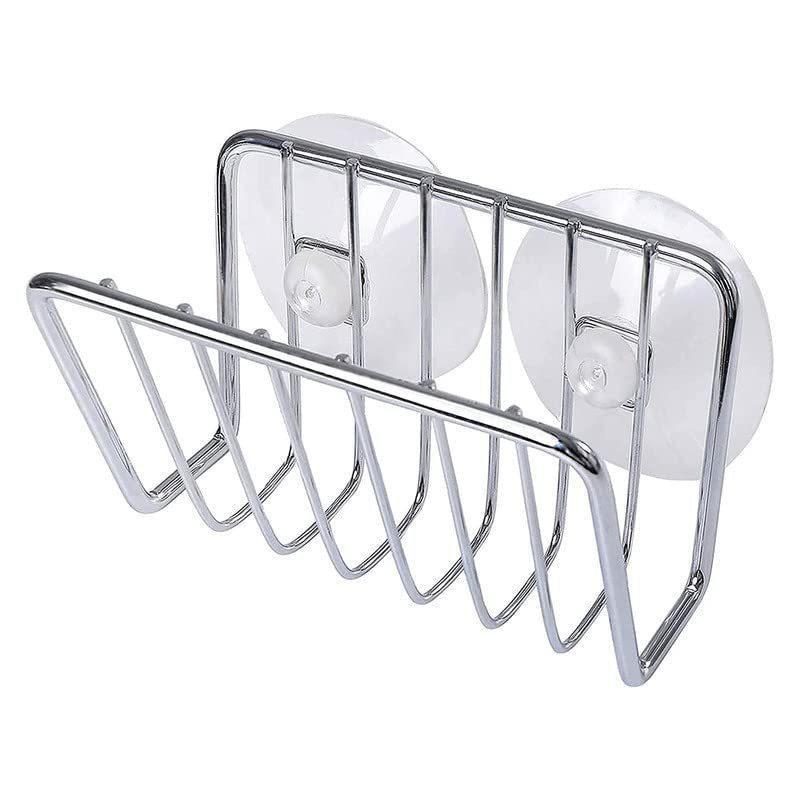Stainless Steel Suction Cup Sponge Holder Durable Rustproof Drain Caddy Kitchen Sink Organizer for Daily Kitchen Cleaning Tool Storage