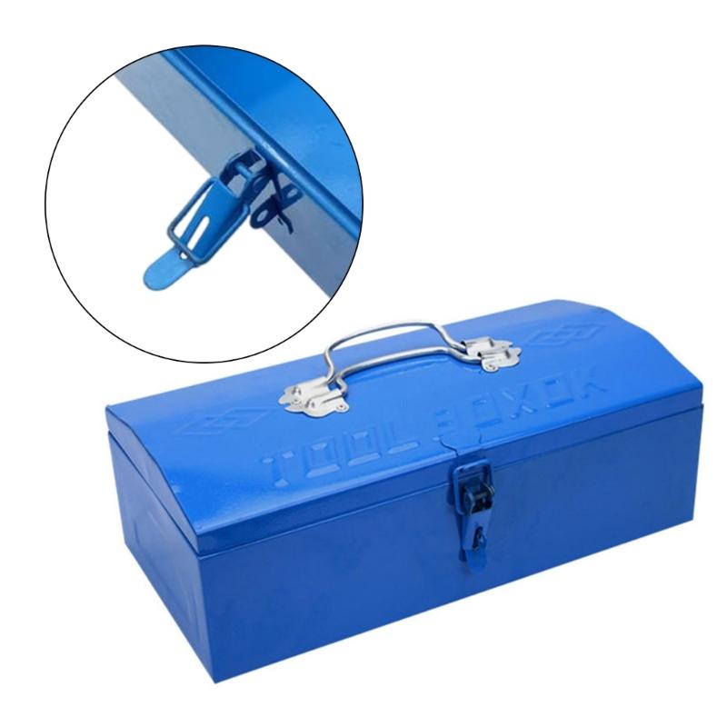 Portable Medium Sized Iron Sheet Storage Box Tool Organizers for Home Office and Travel Use with Secure Latches Closure
