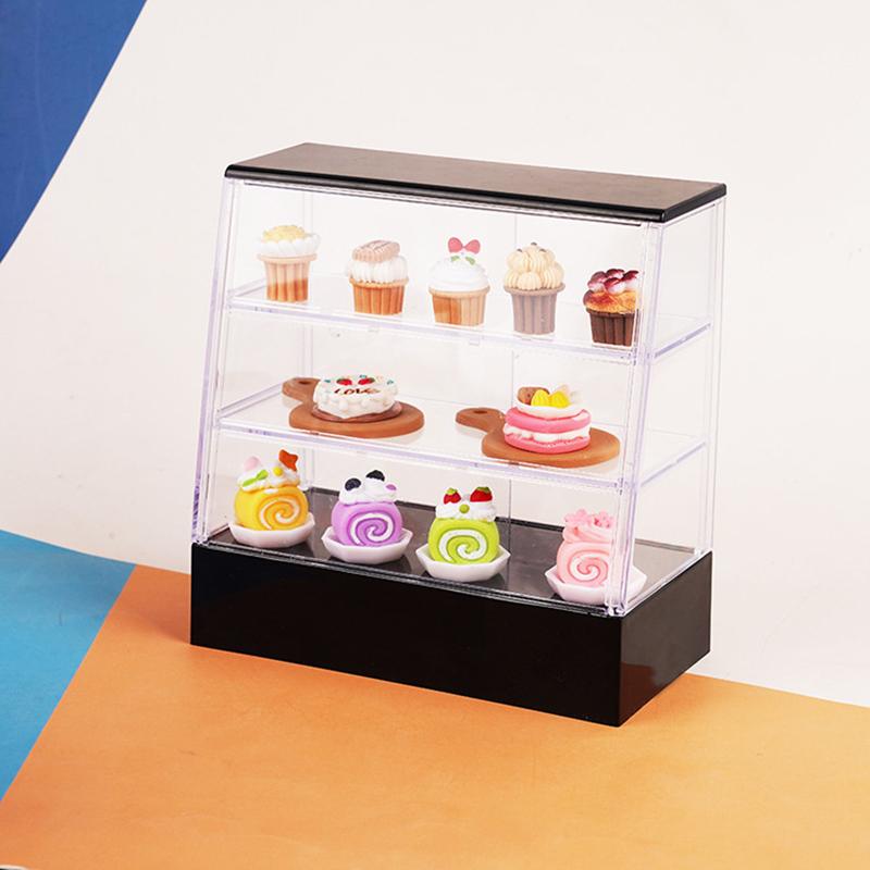 Casa de Bonecas Miniatura Loja de Bolos Decoração Balcão de Padaria Exibição Modelo de Comida Casa de Brincar Para Menina Presente Brinquedo de Cozinha