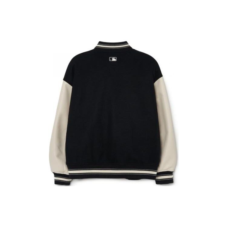 MLB Letter Logo Spliced Single-Breasted Baseball Jacket Unisex jackets Black 3AJPB0131-50BKS
