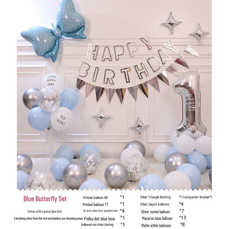First Birthday Party Balloon Decoration Set with Light Strip for Boys and Girls