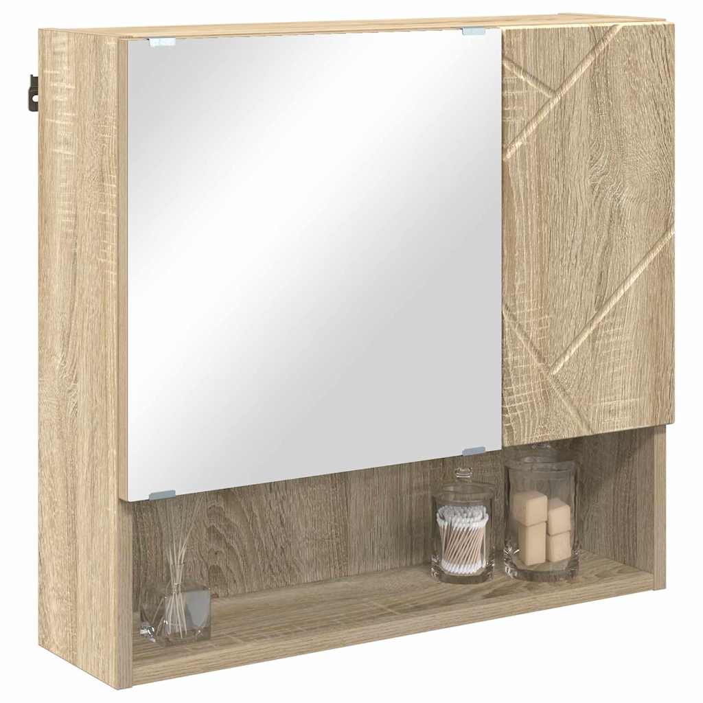Mirror Cabinet Sonoma Oak 59 X 17 X 55 Cm Engineered Wood