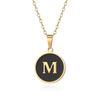 English letter oiled necklace, European and American trend titanium steel chain, round gold letter pendant collarbone chain