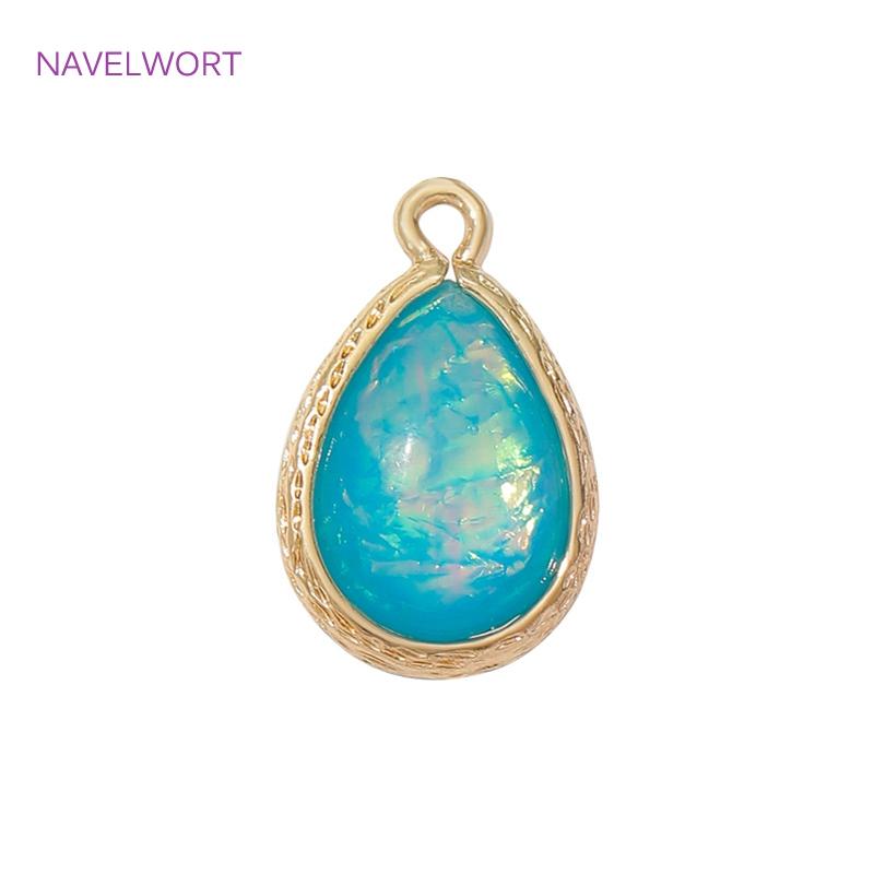 12mm*19mm 18K Gold Plated Teardrop Charms Pendants For Jewelry,Brass With Resin Teardrop Shape Charms,DIY Earring Pendant