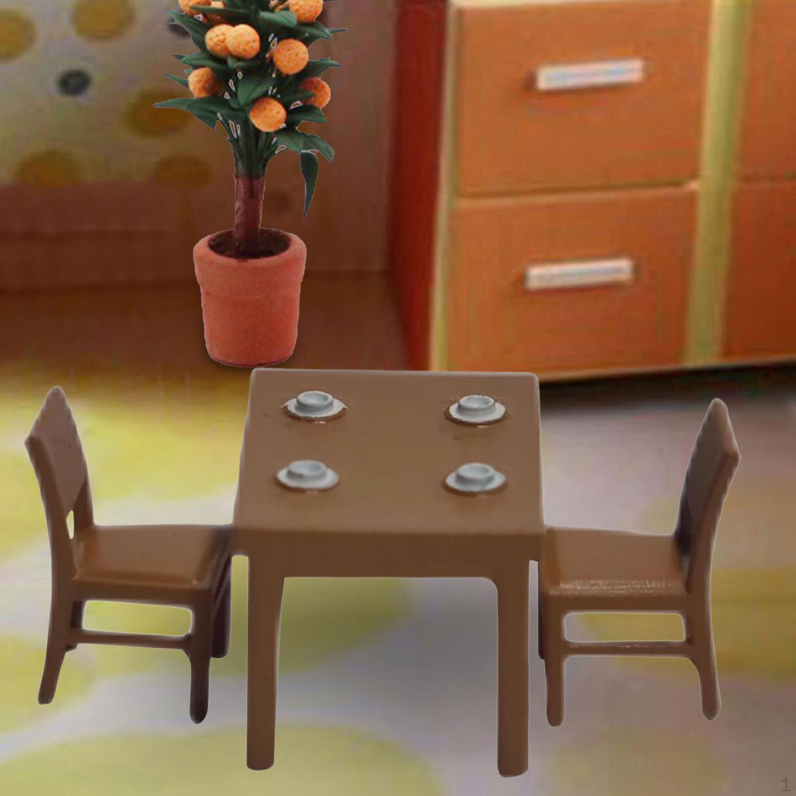 

Набор мебели для кукольного домика 1/87 из 3 предметов с подносом для еды для миниатюрных макетов жёлтый