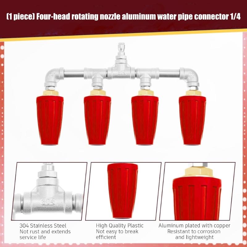 Rotating Sprinkler Water Turbines Nozzle Featuring 4Heads Corrosion Resistant Fittings Ideal for Highly pressure Outdoor Use