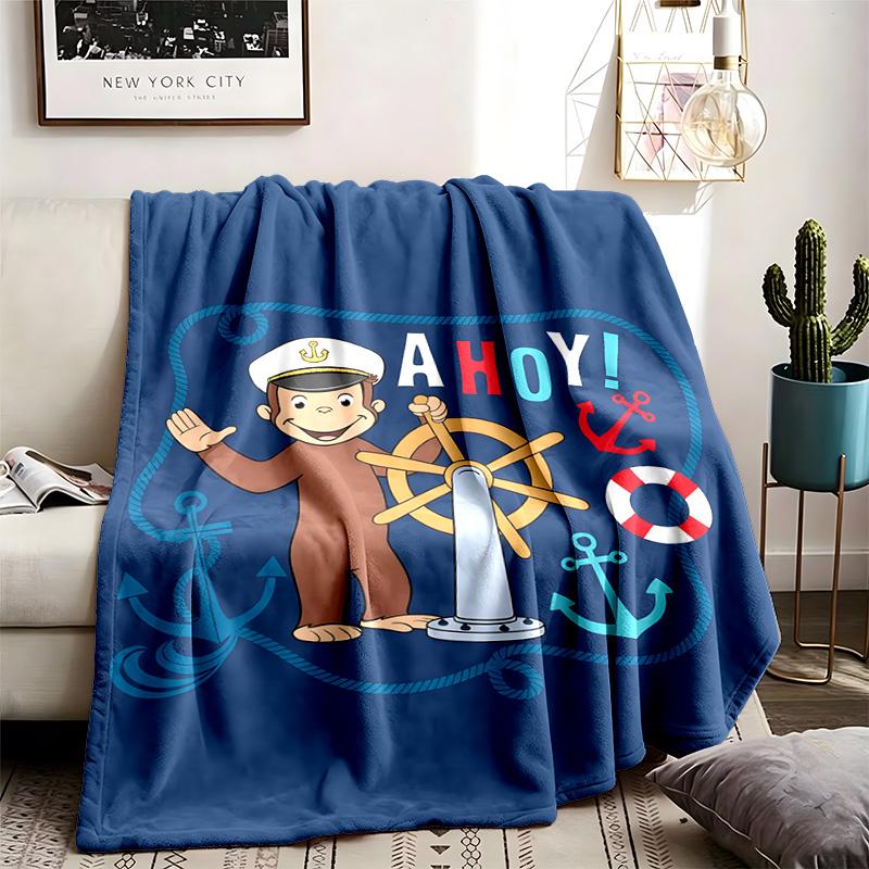 Curious George Theme Blanket Suitable For The Sofa Camping And Travel Made Of Soft Flannel Material An Ideal Gift For Occasions Such As Birthday