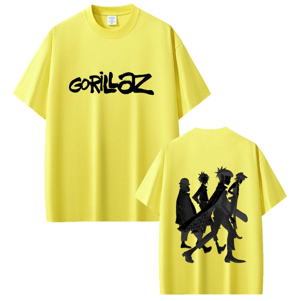 Limited Rock Band Gorillaz Print Tshirt Men Women Casual Oversized Crewneck T Shirts Male Fashion High Quality Cotton Tshirt
