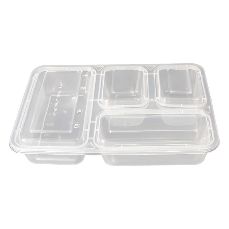 Tongyuan Disposable 4-Compartment Transparent Takeaway Meal Boxes