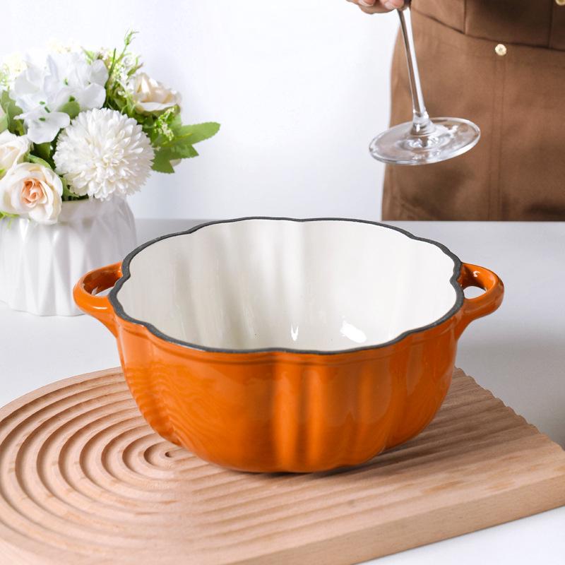 Little Happiness Multi-Function Cast Iron Pumpkin Enamel Pot - Stew, Soup, Universal Induction Cooker