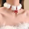 Tassel Christmas Plush Choker Santa Claus Xmas Clavicle Chain Snowflake Rhinestone Necklace  Girls