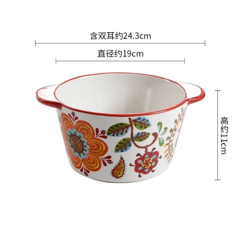 Creative Bohemian Style Ceramic Plates Retro Restaurant Salad Pasta Plate Delicious Dishes Large Soup Bowls Household Tableware
