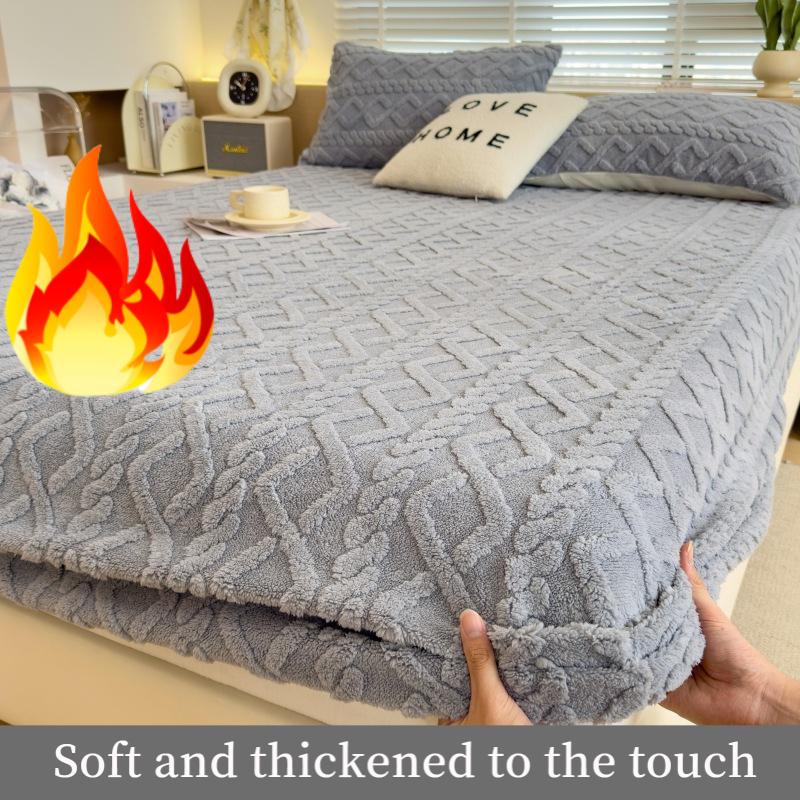 2025 Autumn and Winter Thickened Milk Velvet Bed Sheet,Single Piece Soft Coral Velvet Bed Cover,Taffeta Mattress Protector