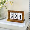 Wooden Retro Home Flipping Calendar Coffee Shop Desktop Decoration DIY Flipping Plan Table Perpetual Calendar Office Supplies