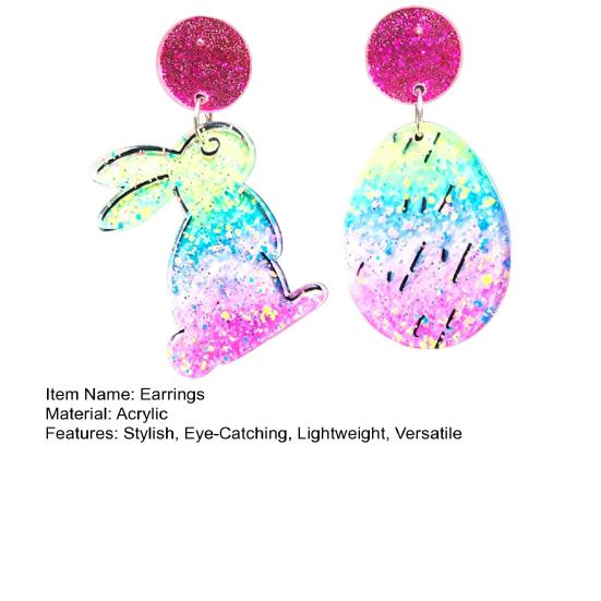 Easter Acrylic Bunny Earrings for Women Glittery and Colorful Rabbit Dangle Earrings Festive Holiday Jewelry for Easter Celebrations
