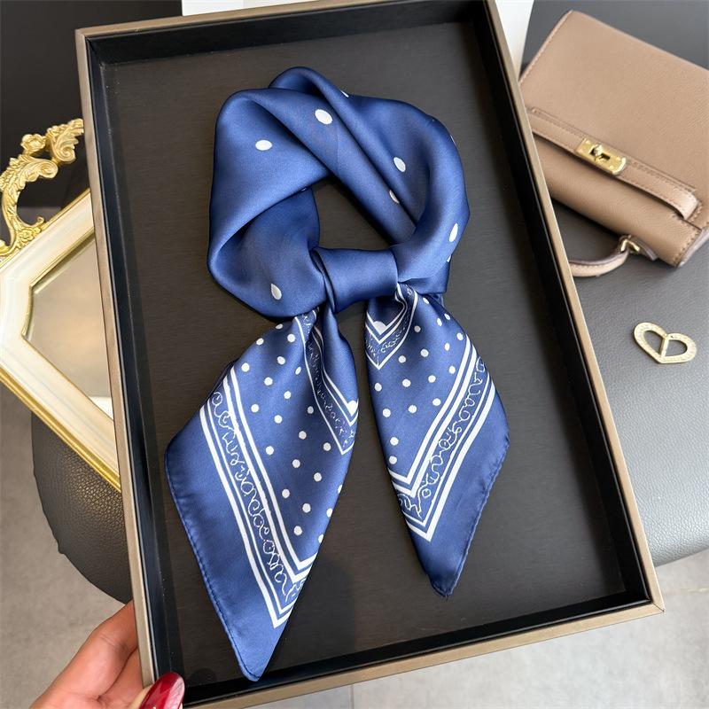 

2026 New Arrival Lady Hair Dot Scarf Female Silk Square Scarves Head Wraps for Women Bandana Fashion Shawls Neckerchief Summer 70x70 cm