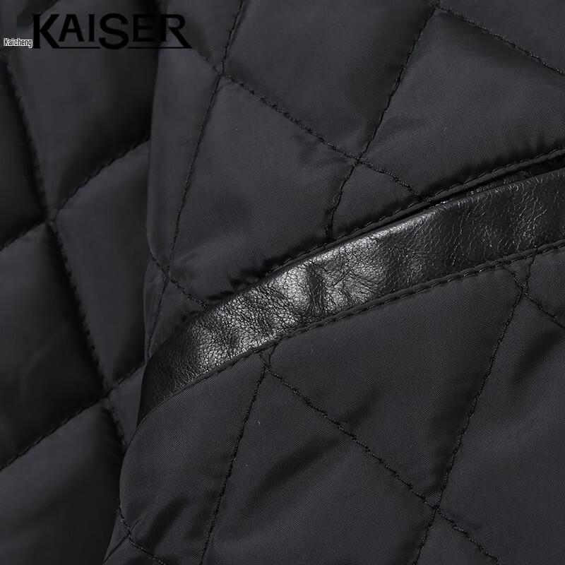 KAISER Men's Stand-Collar Cowhide Leather Jacket