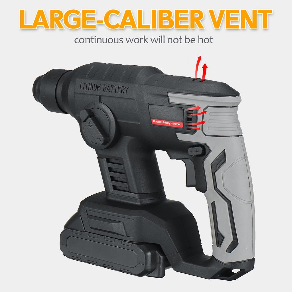 1000W Multifunction Rechargeable Electric Rotary Hammer Cordless Hammer Impact Drill DIY Power Tool