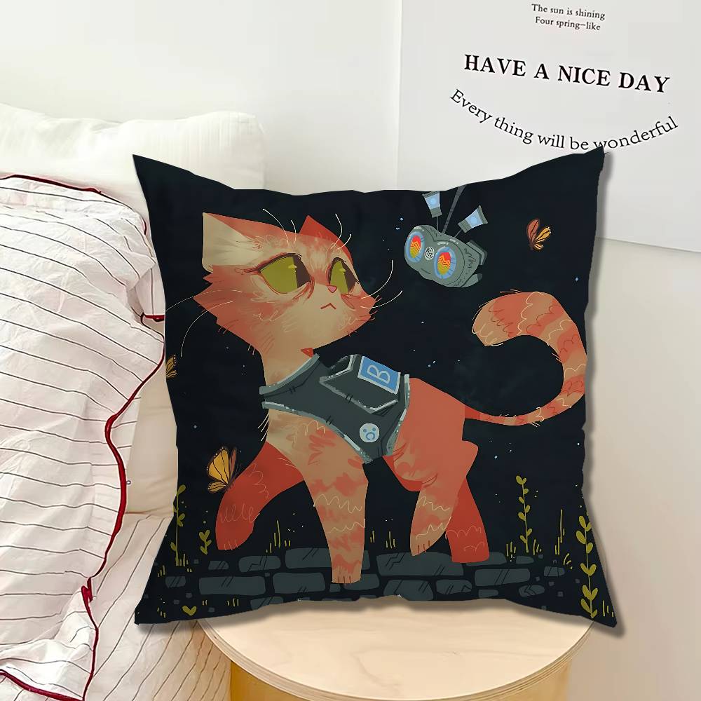Game Orange Stray cat Single Throw Pillow Case Cover Sofa Cushion Home Room Decor