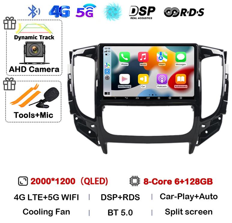 Android 14 WIFI+4G Carplay Auto For Mitsubishi Pajero Sport 3 L200 2015 2016 2017 2018 2019 Car Radio Multimedia Player GPS QLED