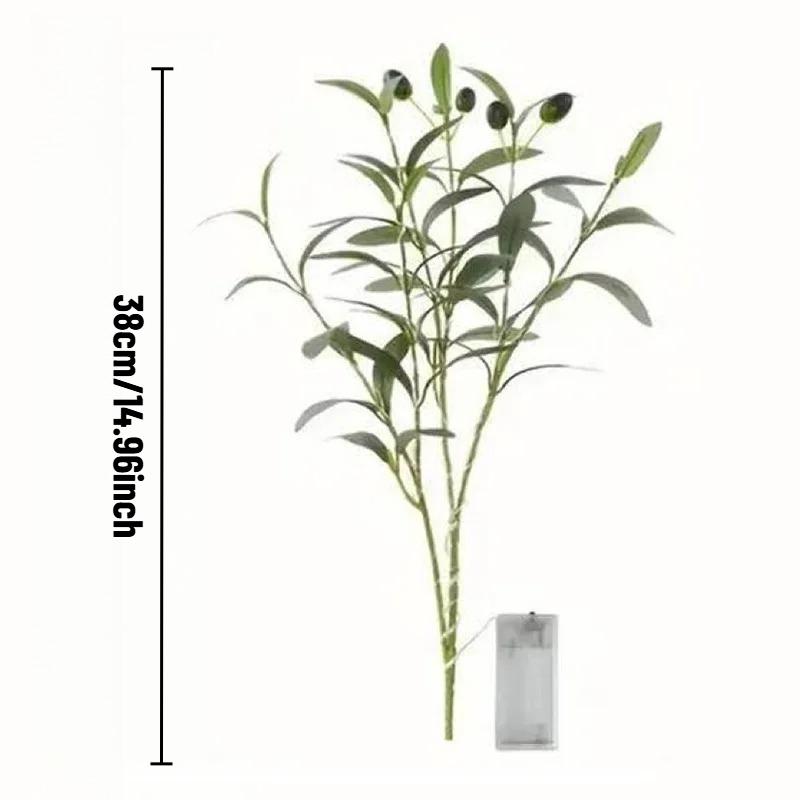 Ramos de Oliveira Artificiais Iluminados Para Vasos, Hastes Decorativas de Folhagem Para Centros de Mesa, Arranjos Florais de Casamento, Decoração de Casa Interior