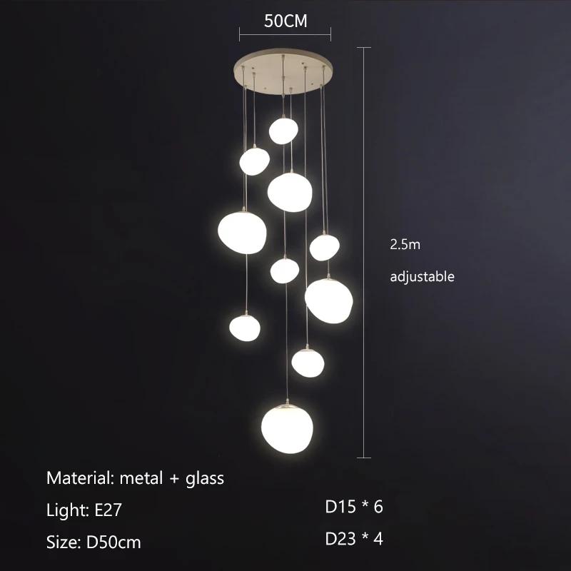 Nordic Minimalist Staircase Chandelier Bubble Glass Light Luxurious Living Room Family Kitchen Restaurant Celing Pendant Lamp
