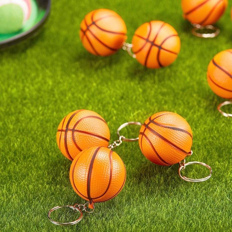Fashionable Basketball Keychains Sturdy PU Sponge Pendant Keyrings Accessory for Sports Fans and School Clubs Daily Use